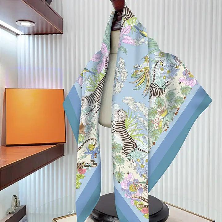 Jungle Birds Tiger Twill Silk Scarf