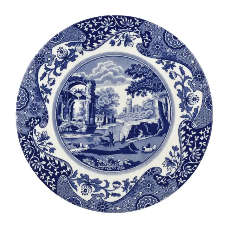 Spode Blue Italian 2 Piece Cheese Plate with Knife