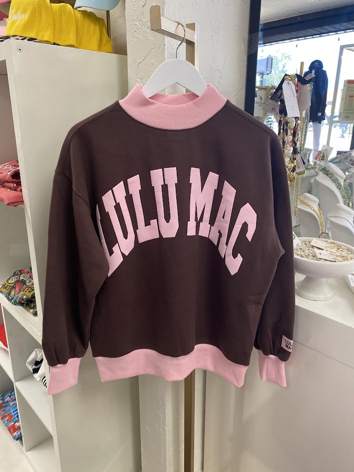 LuLu Mac Brown/Light Pink Mock Neck Sweater