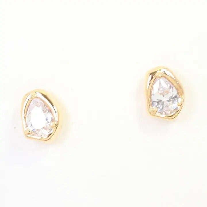 Mackenzie Tear Drop Cz Stud Earring Wr Gold