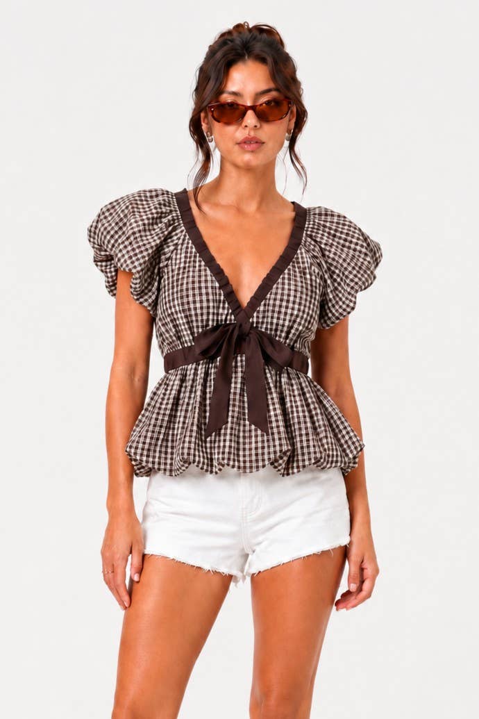 Gingham Bubble Top