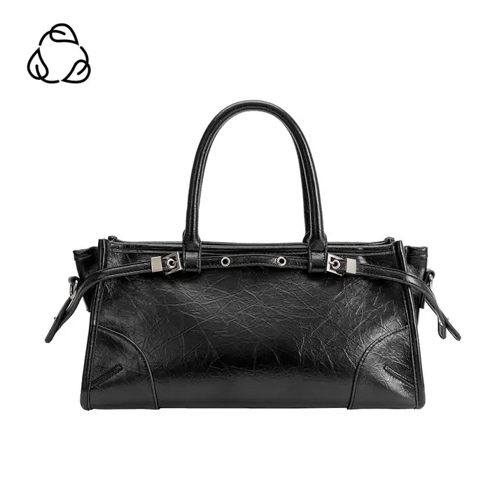 Rhonda Black Recycled Vegan Top Leather Handle Bag