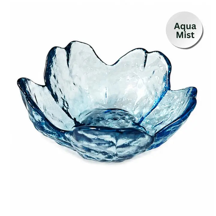 Glass Flower Dice Holder For Mahjong- Aqua Mist