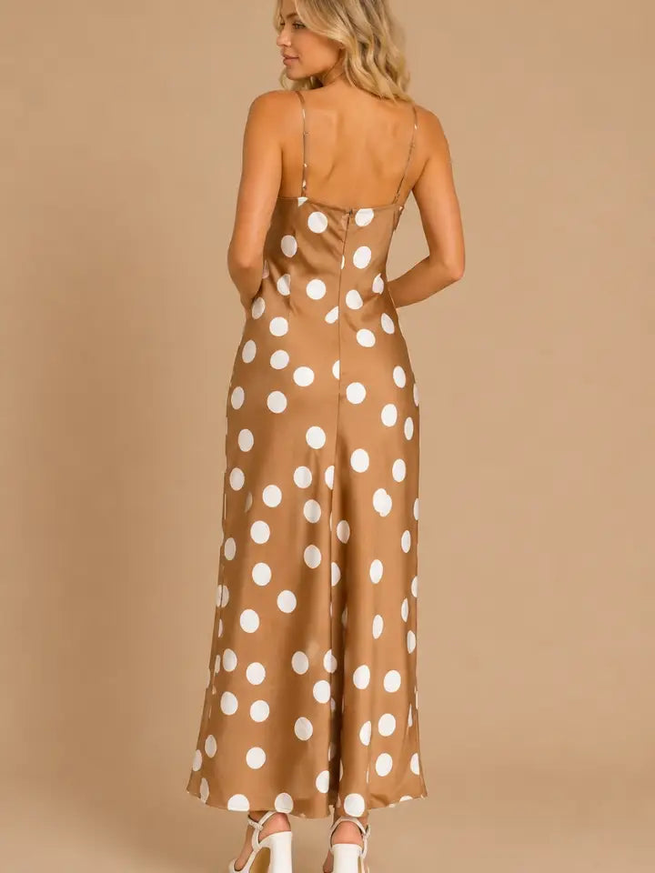 Satin Polka Dot Maxi Dress