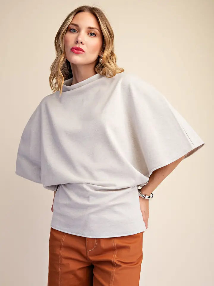 Mock Neck Wide Sleeve Top