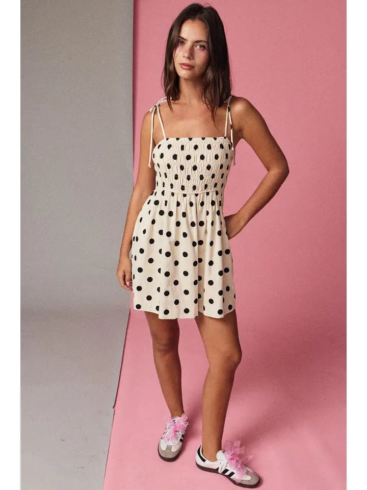 Polka Dot Smocked Mini Dress