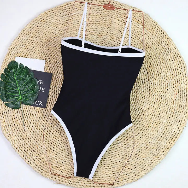 Simple Color Block One Piece Swimwear