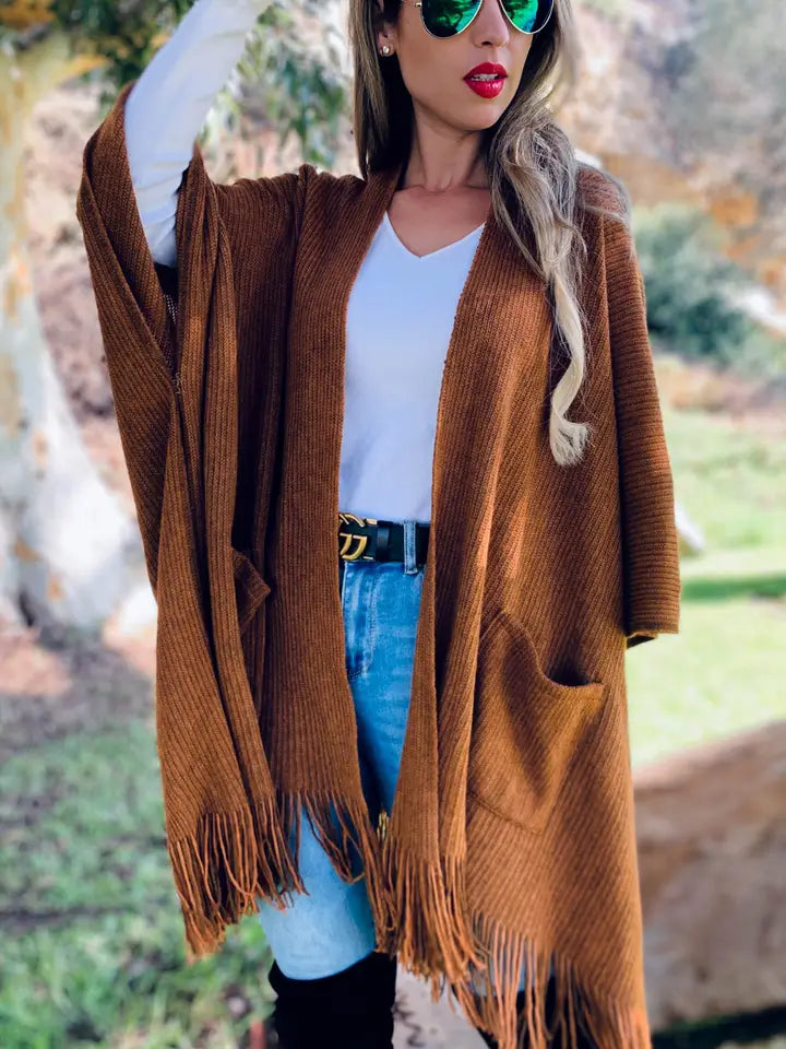 Soft Knit Pocket Ruana Cardigan