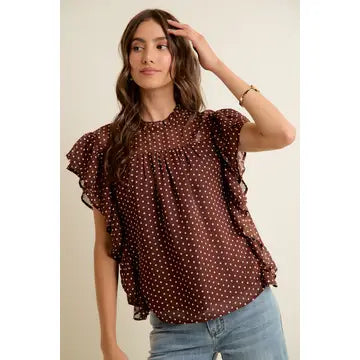 Dainty Dot Ruffle Blouse