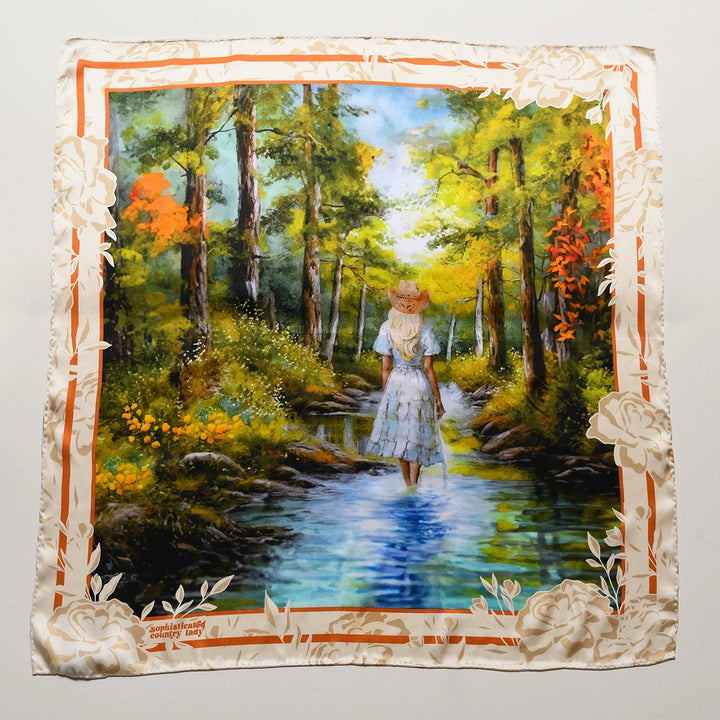 Forest Creek Silk Scarf-Keychain Gift Set