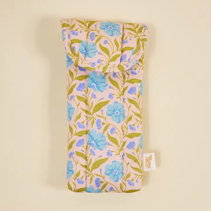Puffy Sunglasses Case–Poppin' Petals Aqua