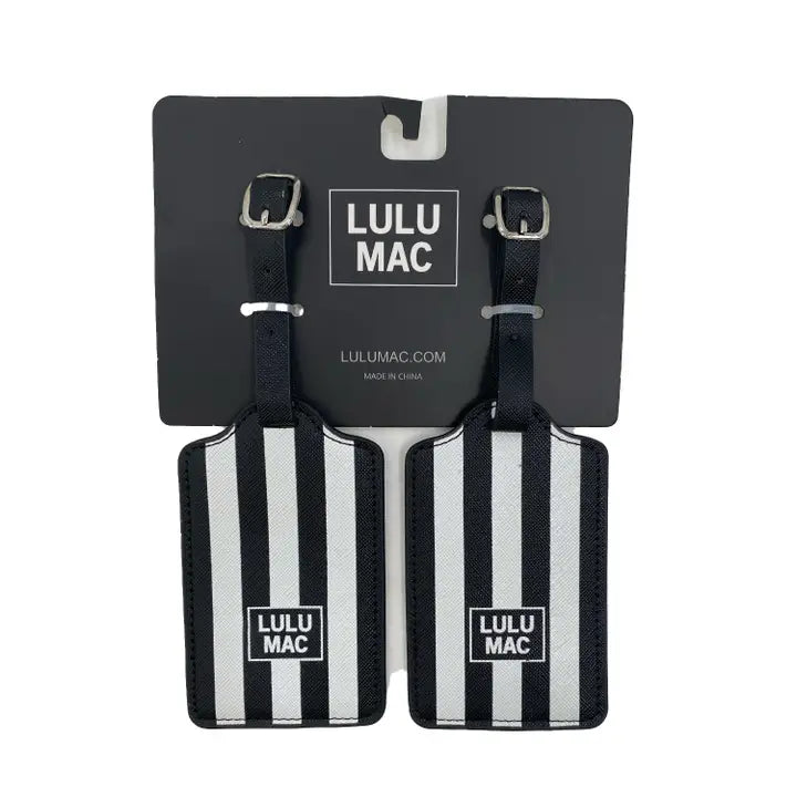 Lulu Mac Black/White Stripe Luggage Tag