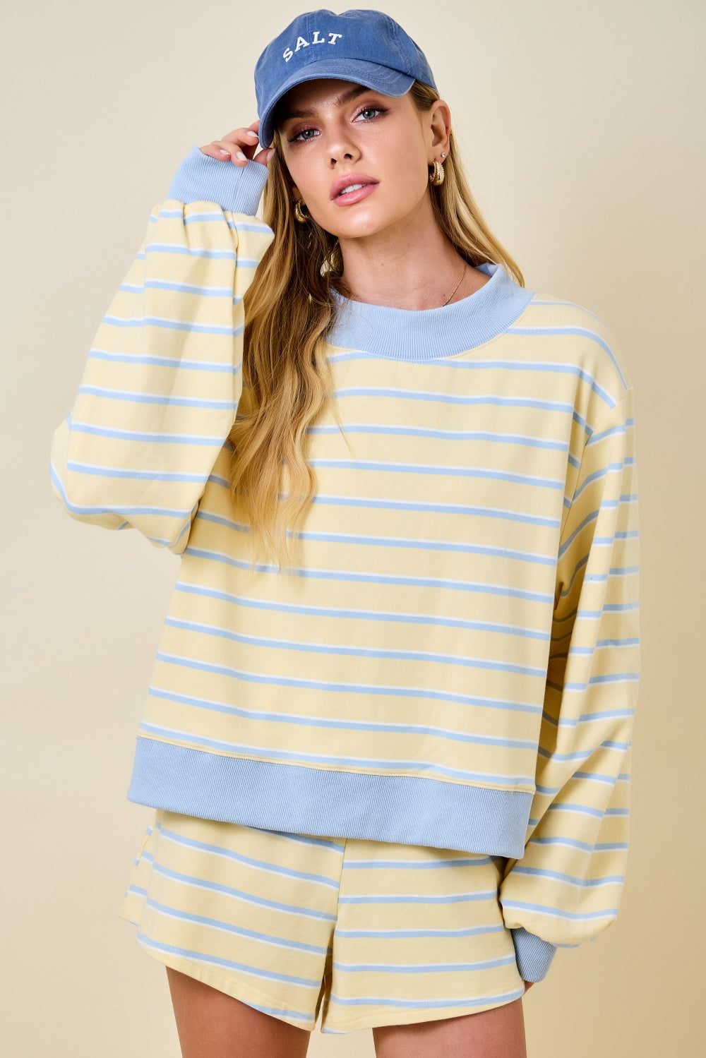 Sunny Day Striped Mock Neck Sweater