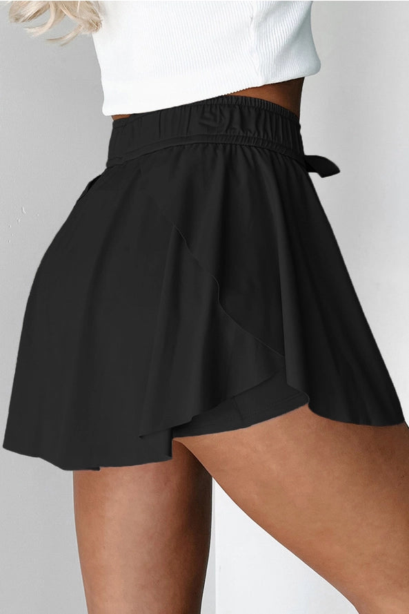 High Waist Drawstring Skort