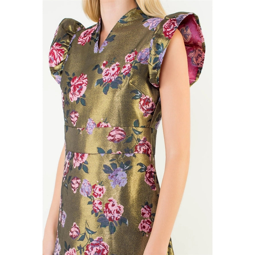 Ruffled Sleeve Floral Print Dress