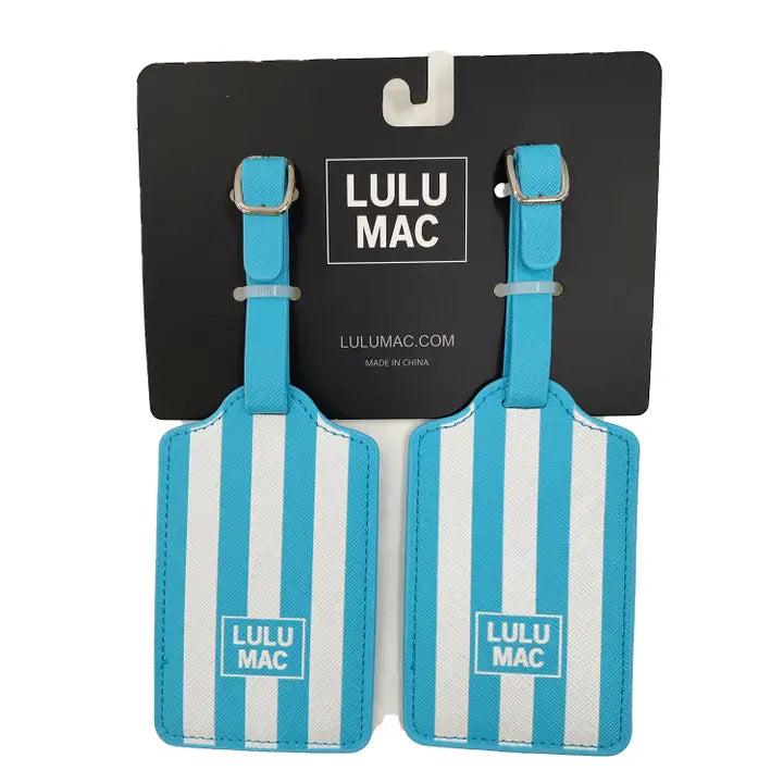 Lulu Mac Blue/White Stripe Luggage Tag