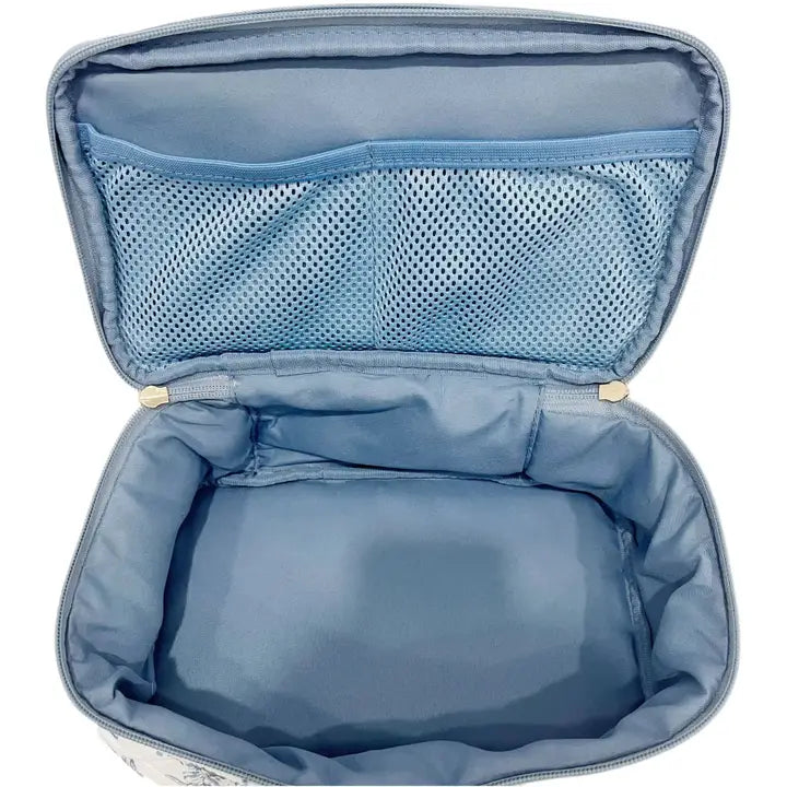 Cosmetic Diamond Glambox Makeup Bag Frosted Sky Blue Floral