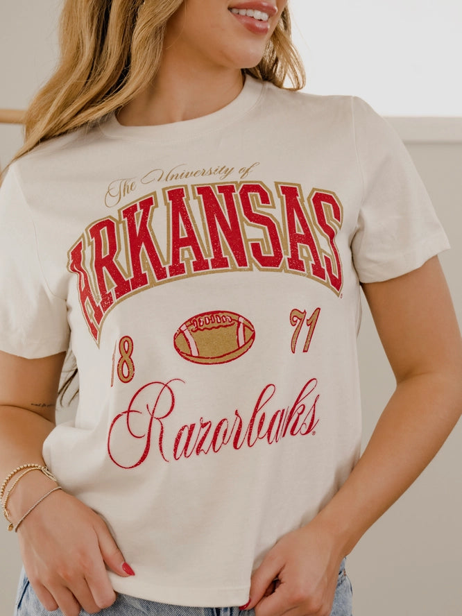 Arkansas Razorbacks Wave Arch Off White Tee