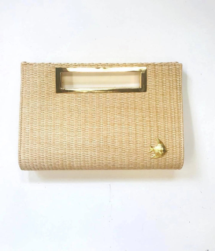 Chloe Clutch - Straw - Gold Charm