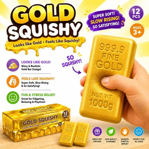 Gold Squishy – Realistic Gold Bar Slow-Rise Stress Toy