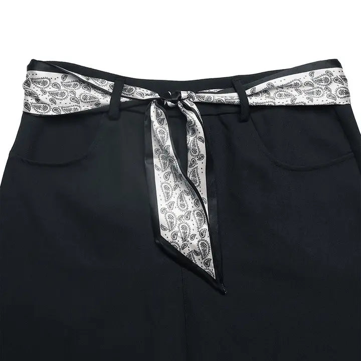 Women High Waist Belted Mini Skirt