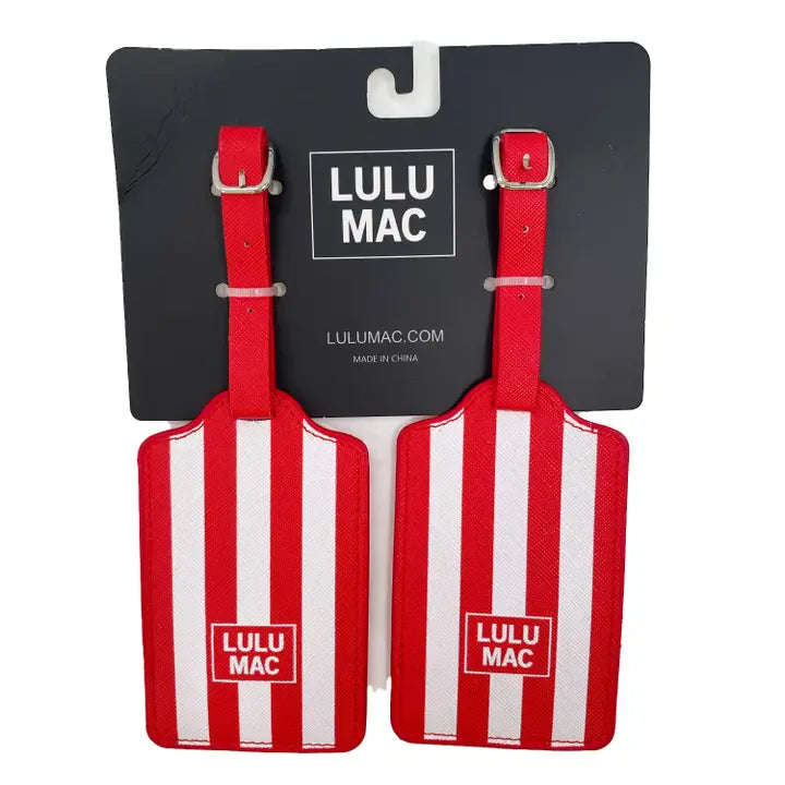 Lulu Mac Red/White Stripe Luggage Tag