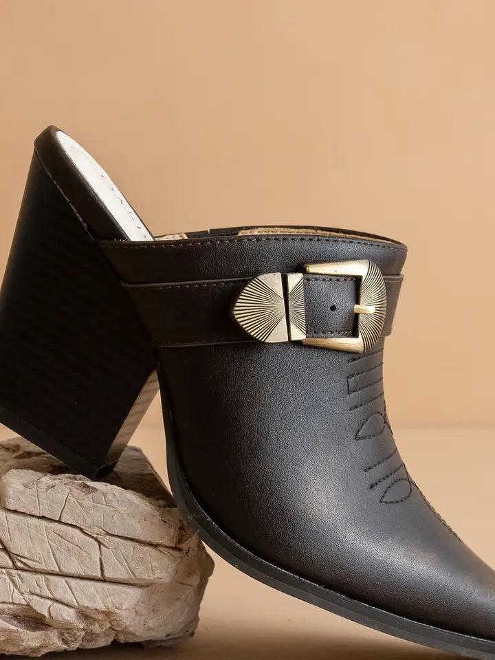 The Dixie | Coffee Western Inspired Fall Mule with Buckle