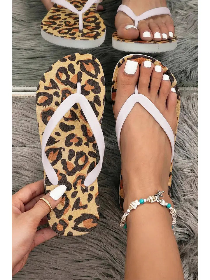 Leopard Print Non-Slip Soft Cushioned Flip Flops