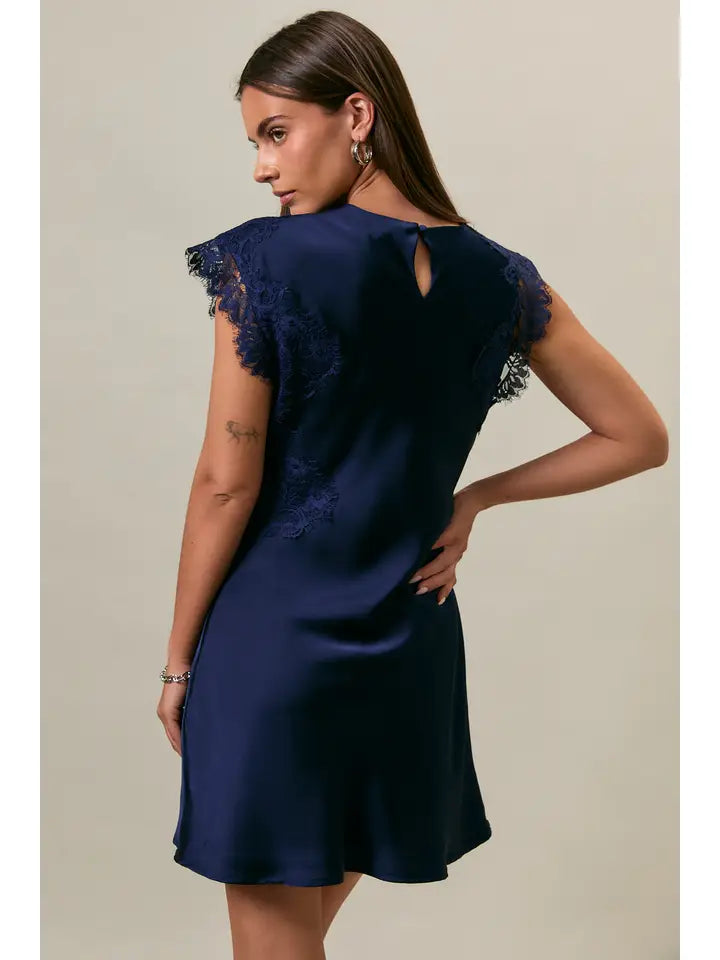 Sleeveless High Neck Lace Trim Detail Dress