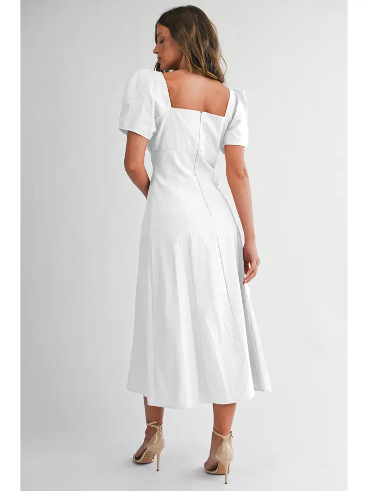 Mauve Puff Sleeve Midi Dress