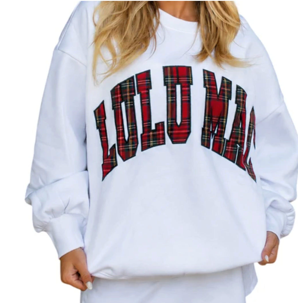 LuLu Mac White Plaid Sweatshirt
