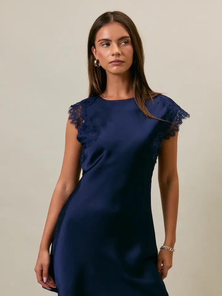 Sleeveless High Neck Lace Trim Detail Dress