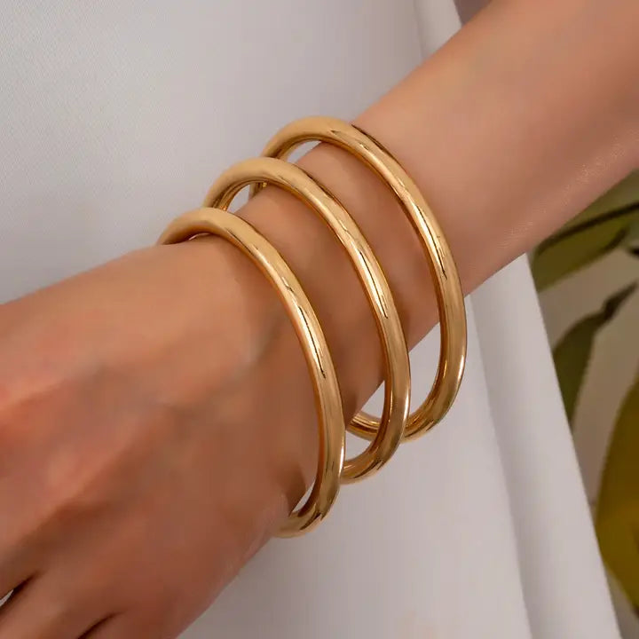 Chunky Triple Tube Bangle Set