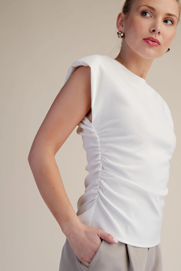 Candice Shoulder Pad Gathering Detail Top