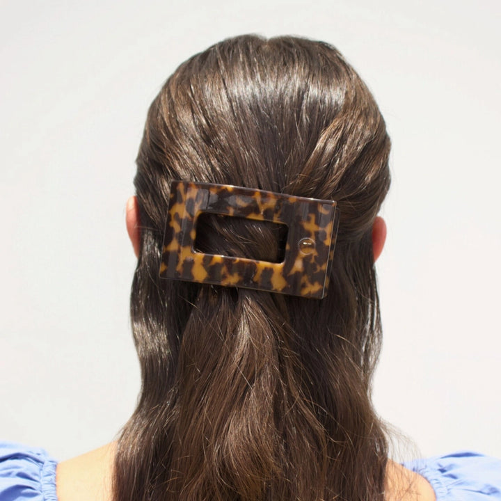 Flat Rectangle Hair Clip - tortoise
