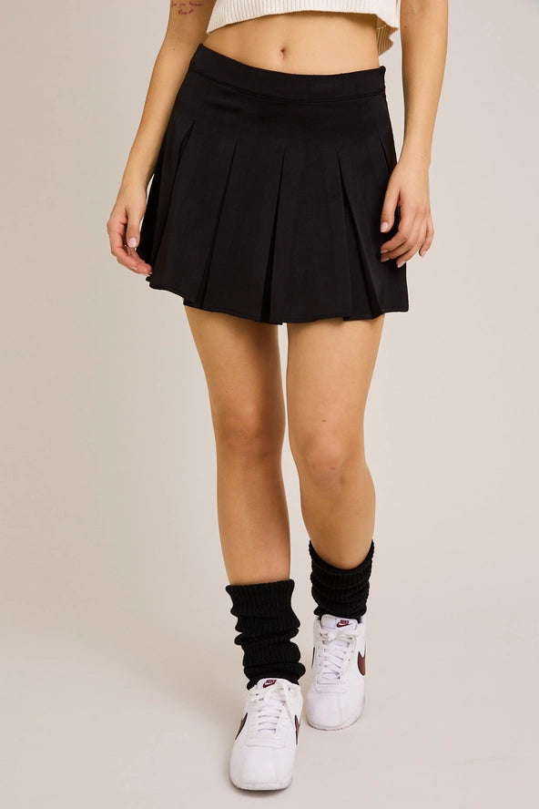 Mid-Rise Pleated Mini Skirt