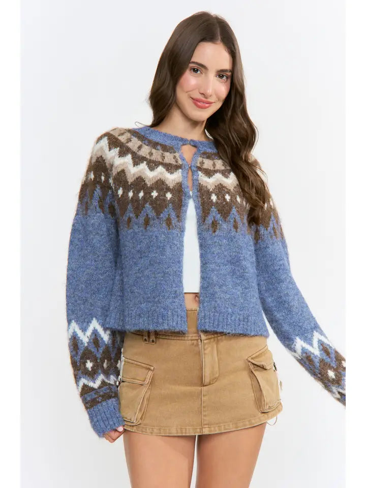 Nordic Pattern Knit Cardigan