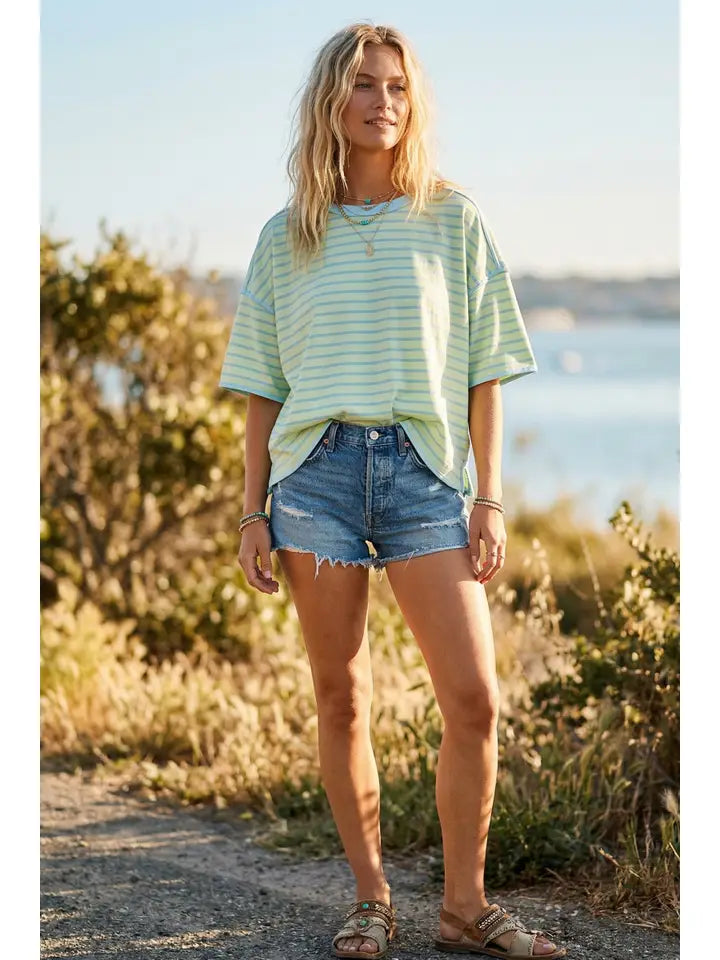 Striped Relaxed Fit Knit Tee