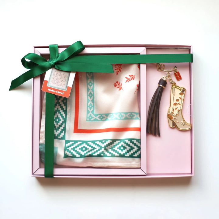 Rodeo Floral Silk Scarf-Keychain Gift Set