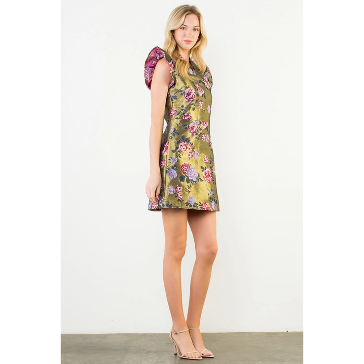 Ruffled Sleeve Floral Print Dress