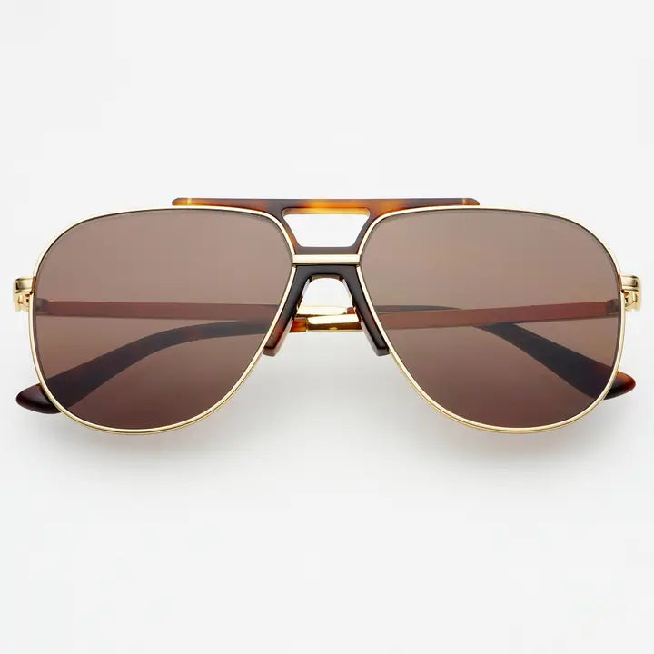 Logan Acetate Aviator Unisex Sunglasses - Dark Brown