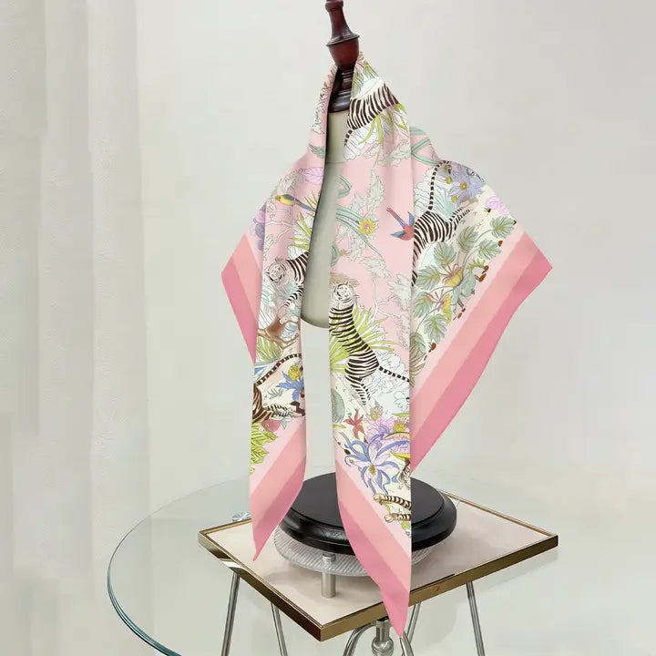 Jungle Birds Tiger Twill Silk Scarf
