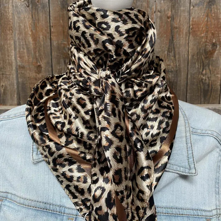 Tan Leopard Wild Rag - Western Scarf