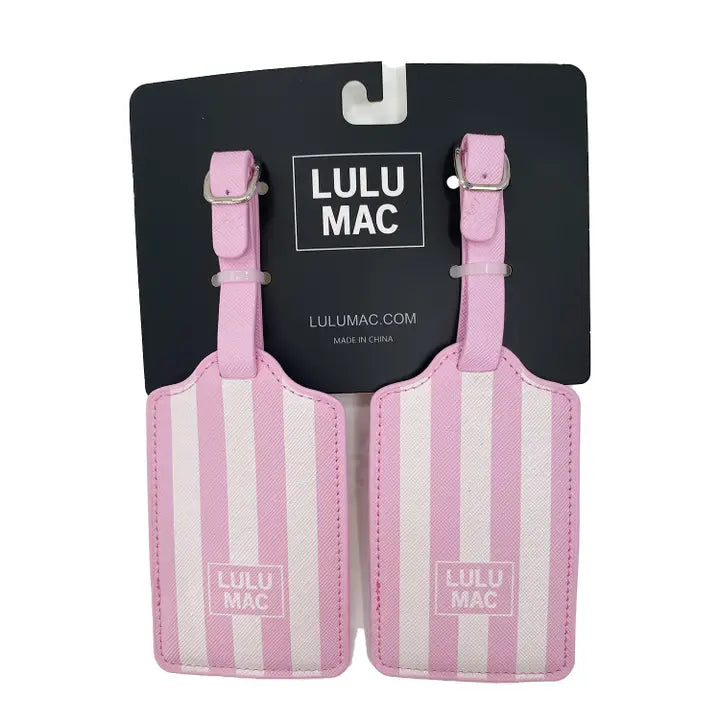 Lulu Mac Pink/White Stripe Luggage Tag