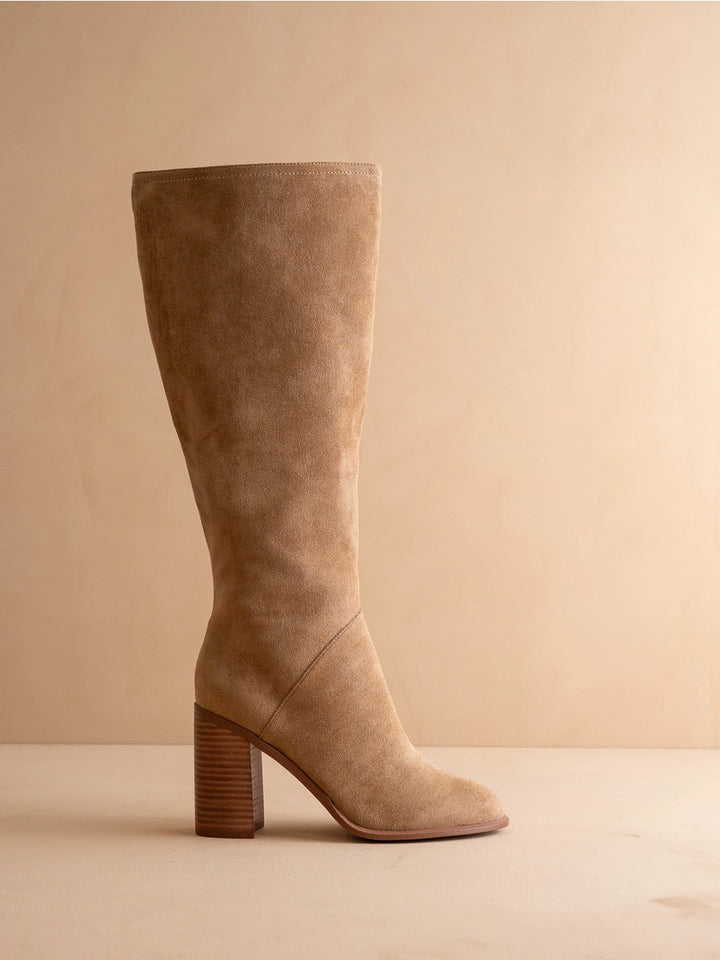 Latte Knee High Block Heel Boot