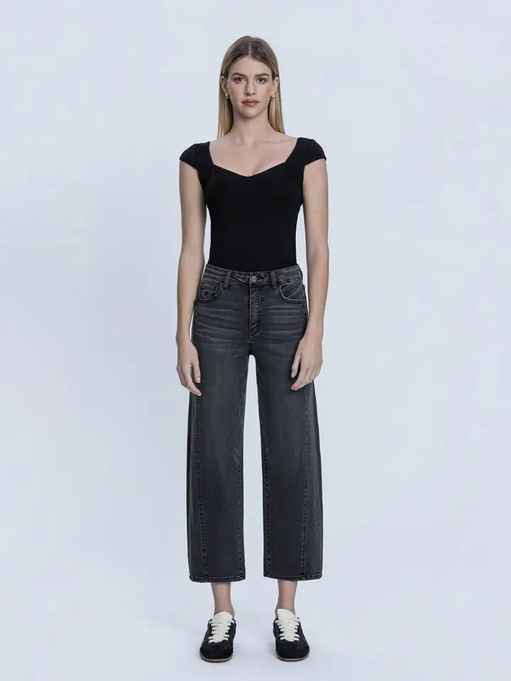 Super High Rise Black Mild Barrel Jeans