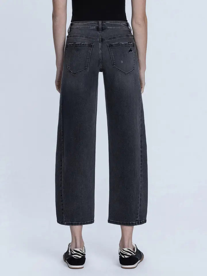 Super High Rise Black Mild Barrel Jeans