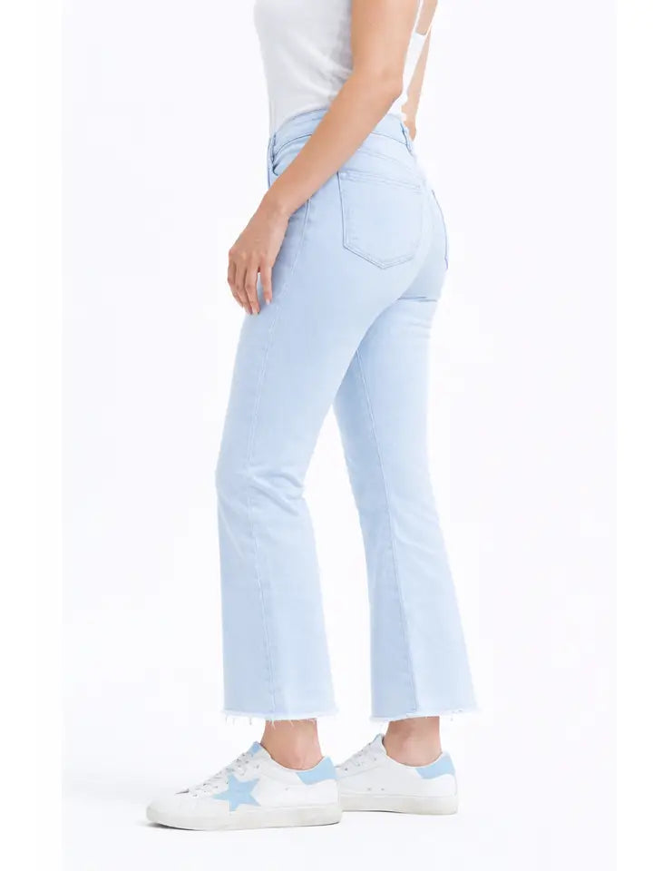 27'' Demi Boot Jean w/ Frayed Hem in Ice Blue