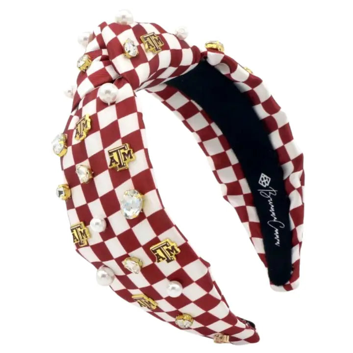 Texas A&M Maroon &White Checkerboard Texas A&M Logo Headband