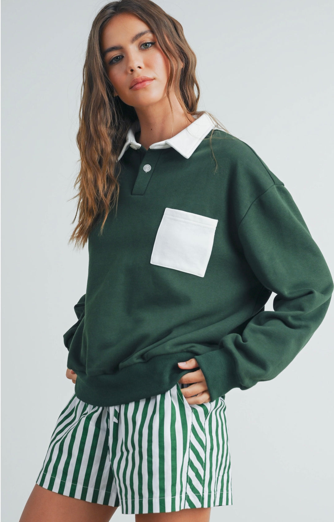 Green Striped Shorts